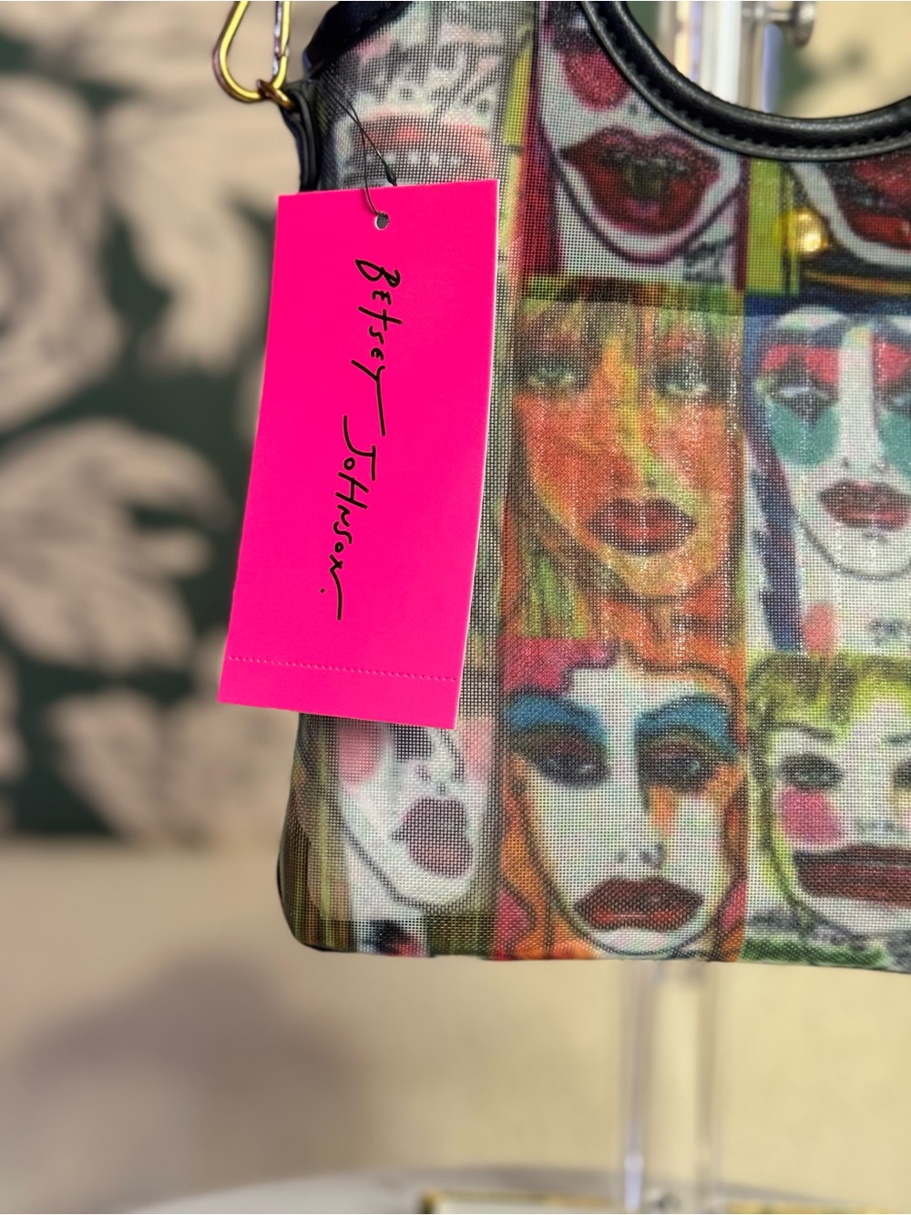 Betsey Johnson Pop Art Faces Print Bag with Charm *SOLD OUT* Limited Edition - Picture 4 of 7
